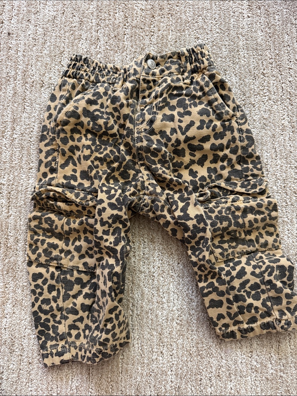 Zara Kids Leopard Cargo Pants - Tan & Black